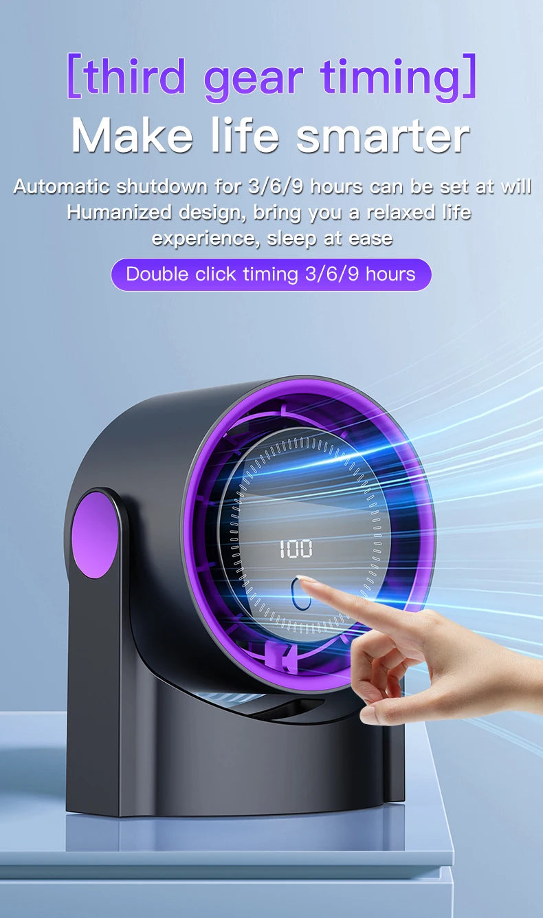 Portable led desk fan black