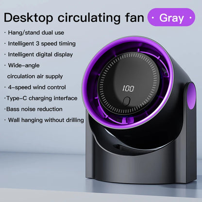 Portable led desk fan black