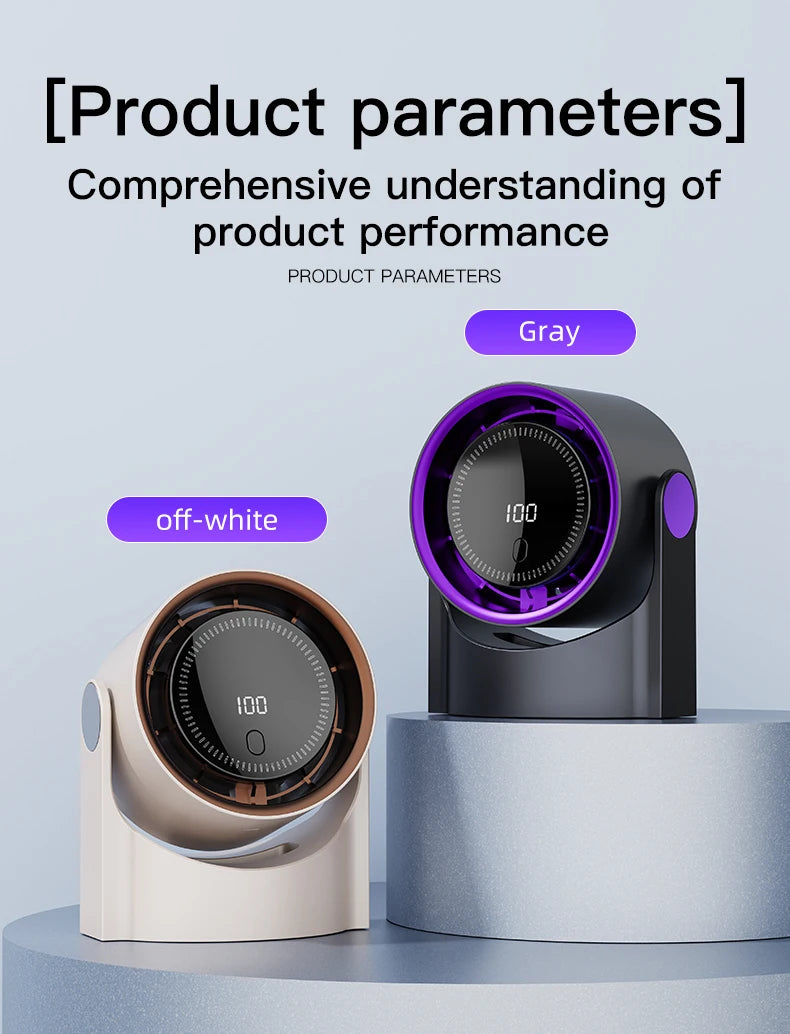 Portable led desk fan black