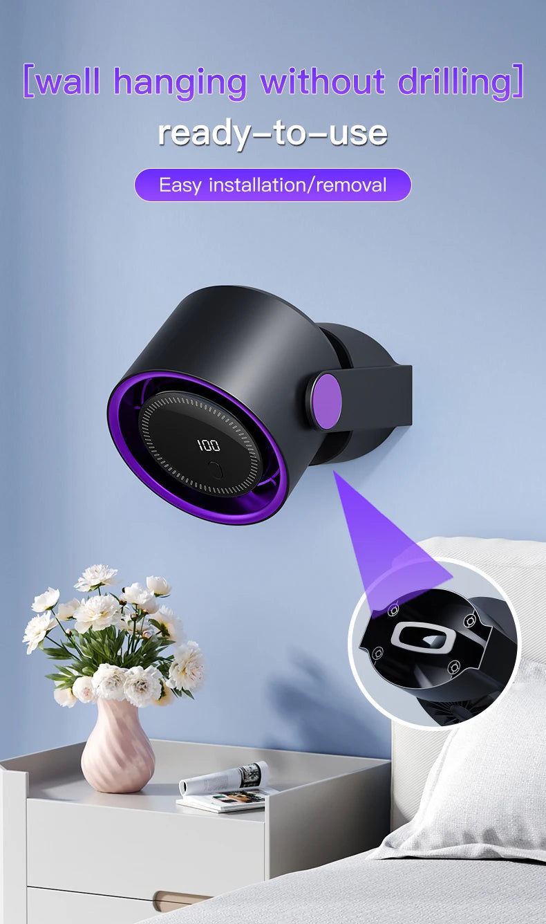 Portable led desk fan black