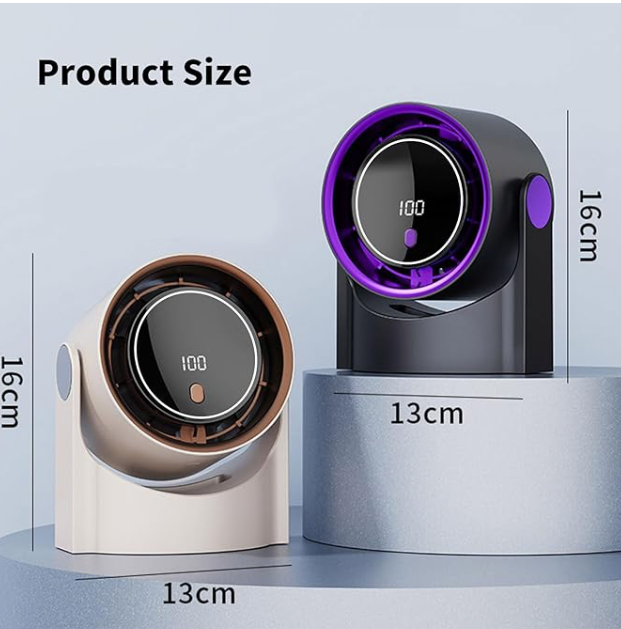 Portable led desk fan Black/Purple