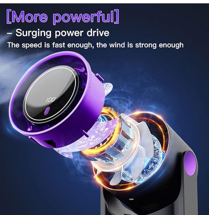 Portable led desk fan Black/Purple