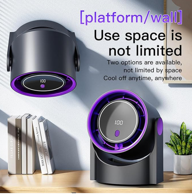 Portable led desk fan Black/Purple